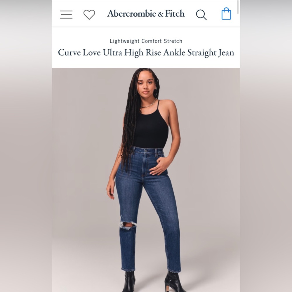 Abercrombie & Fitch Curve Love Ultra High Rise Ankle Straight Jean Size 28/6XS